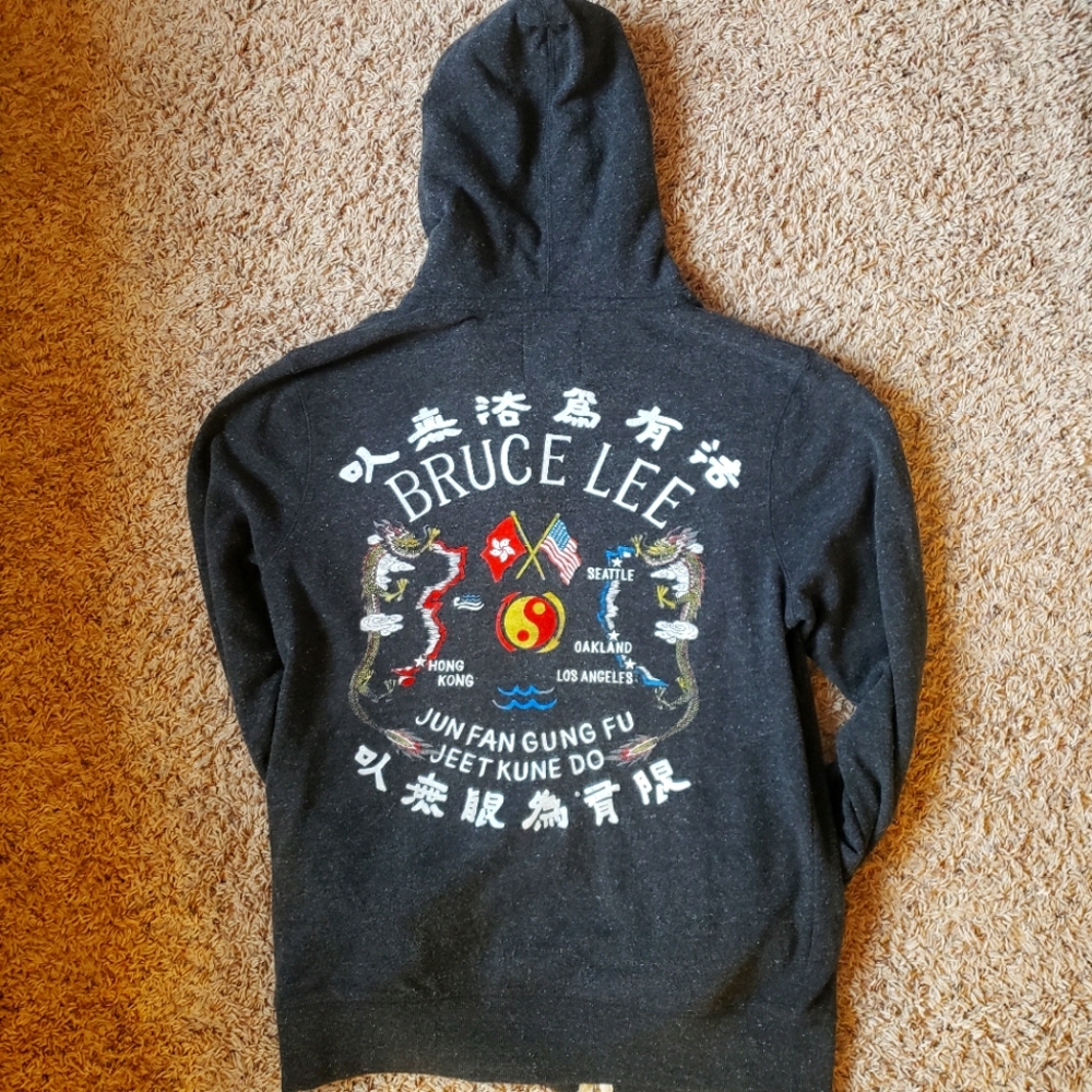 Bruce Lee Seattle Zip Up Hoodie Roots of Fight (RARE) Size Large